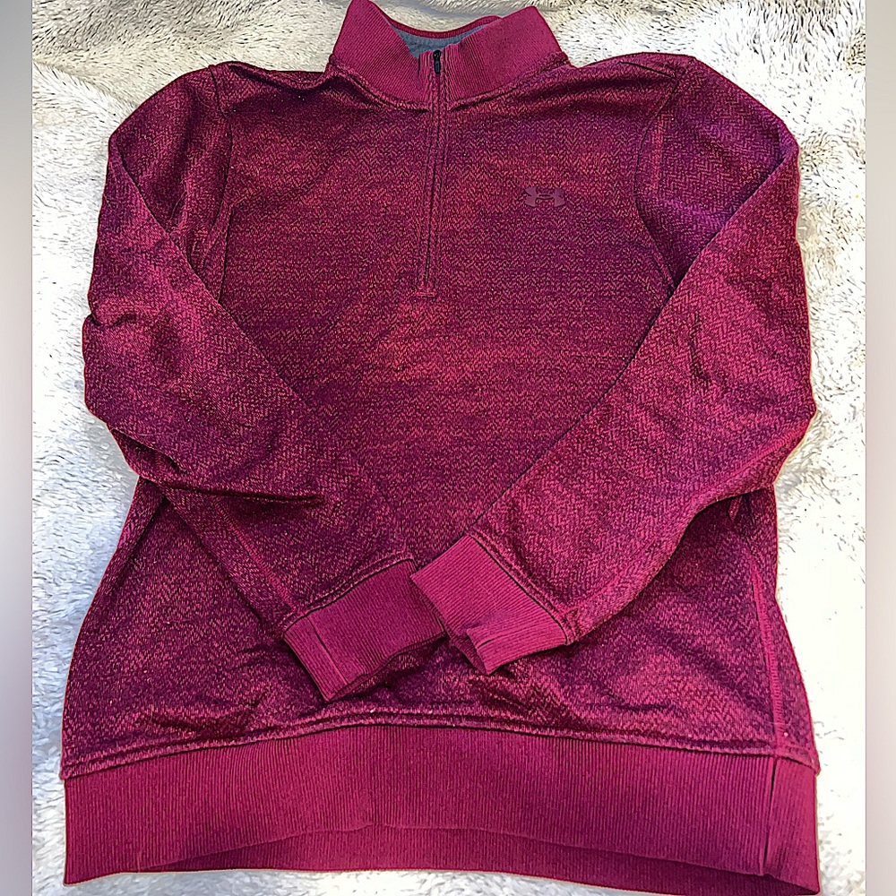 Under Armor Gold Gear Burgundy Quarter Zip Sweatshirt Size  Woman’s Small